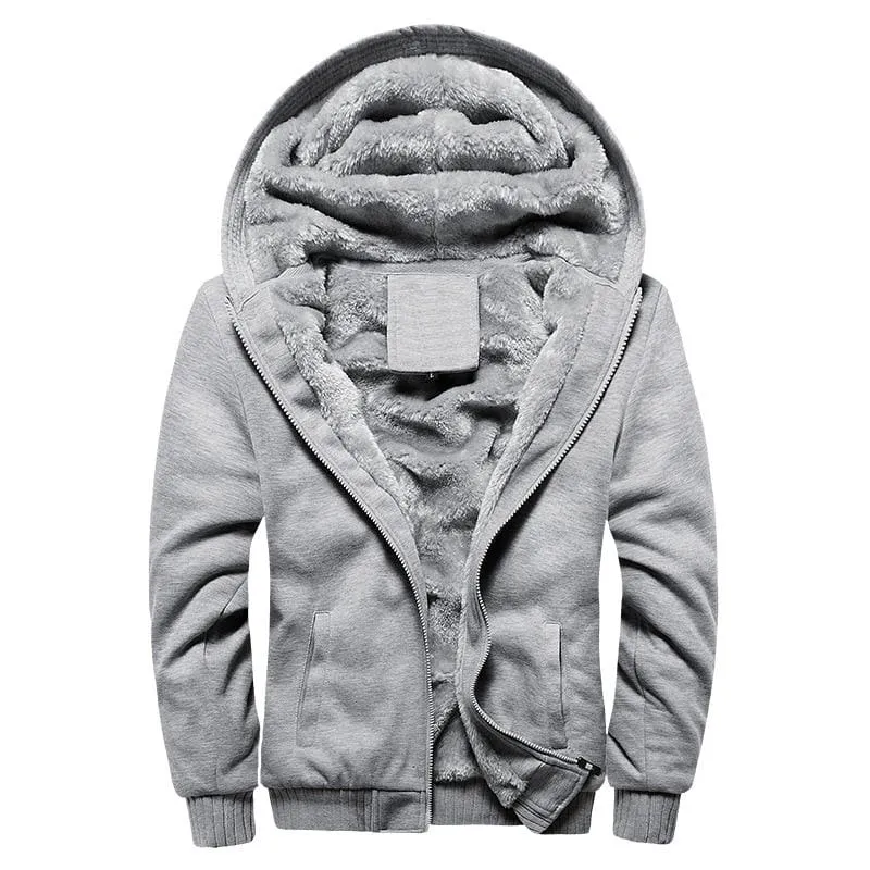 Winter Thick Warm Fleece Zipper Men Hoodies