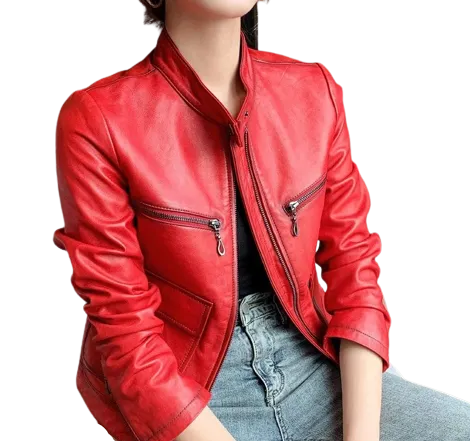 Womens Eleanor Front Pocket Genuine Lambskin Leather Jacket