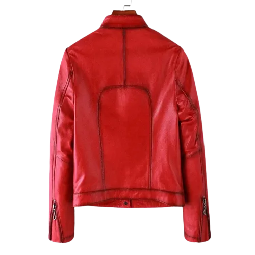 Womens Eleanor Front Pocket Genuine Lambskin Leather Jacket