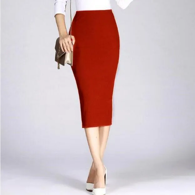 Women’s Slim Fit Pencil Skirt | Rib Knit Bodycon Maxi Skirt, Hip-Flattering Split Midi for Ladies