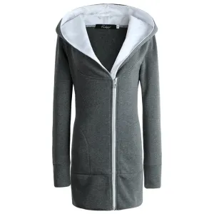 Women's Winter Slim Wool Hooded Coats Fur Collar Cotton Warm Long Coat Jacket Outwear Top