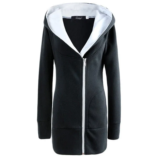 Women's Winter Slim Wool Hooded Coats Fur Collar Cotton Warm Long Coat Jacket Outwear Top