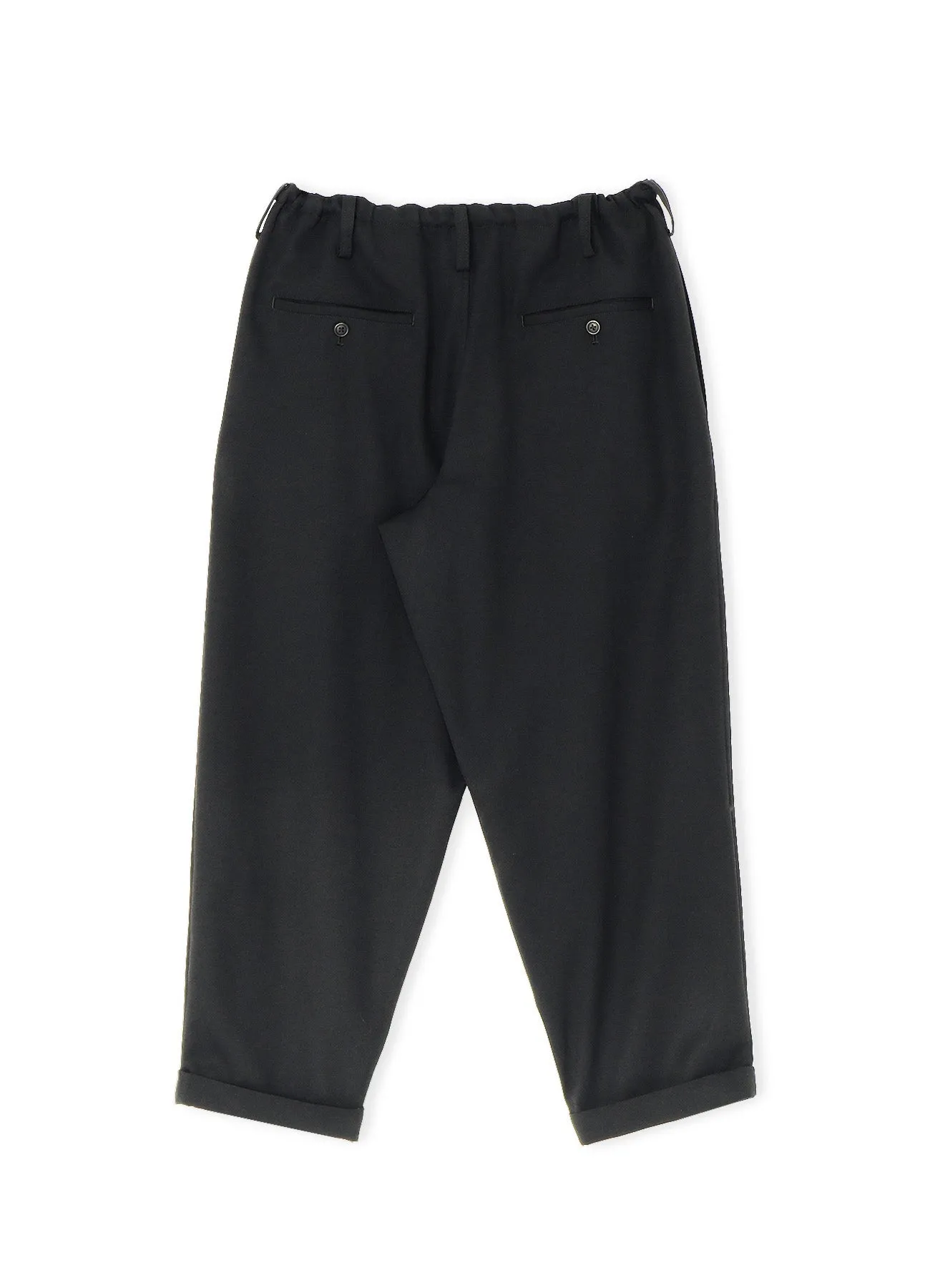 WOOL GABARDINE DRAWSTRING PANTS WITH BOX POCKET ZIG-ZAG STITCH